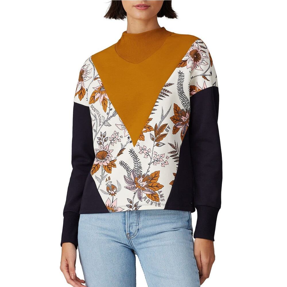 Scotch & Soda Panel Colorblock Sweatshirt Yellow Blue Floral Pullover Sz M